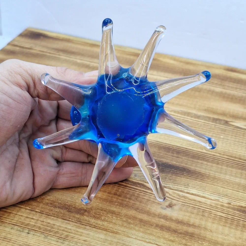 Art Glass Blue  Octopus‎ ~ Beach Decor~ Paperweight Derpy Lovable